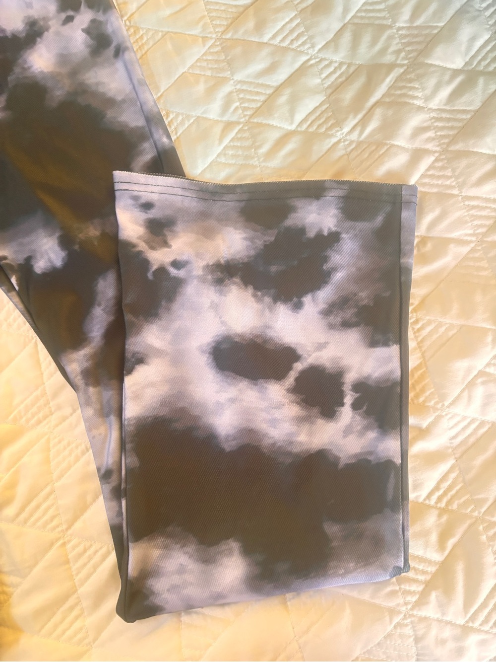 Topshop Petite Tie Dye Flare Yoga Pants US 6 Black Gray Foldover Y2K - Picture 7 of 9